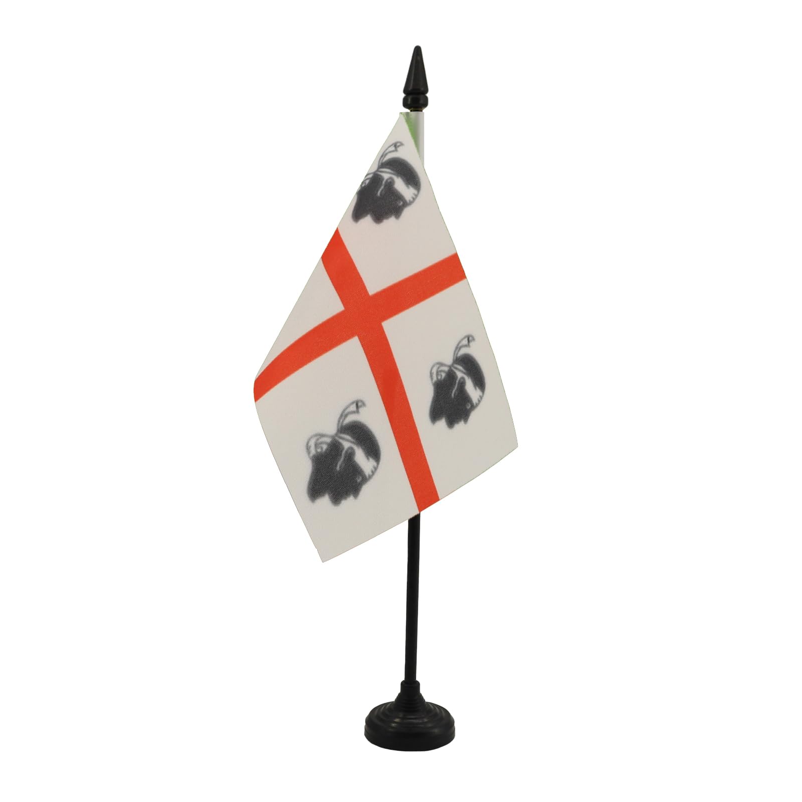 AZ FLAG - Sardinia Table Flag 4'' x 6'' - Sardinian Office Mini Banner 100% Polyester 15 x 10 cm - Mini Desk Flag with 10'' Pole and Black Plastic Base