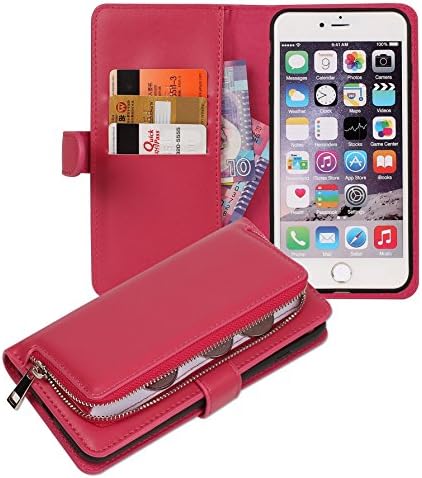Dreams Mall(TM)Apple iphone 6Plus/6sPlus 5.5inch,2 in 1 Premium PU Leather Zipper Wallet Purse Handbags Protection with Magnetic Case