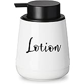 Bathroom Countertop Dispensers-Modern Ceramic Soap Lotion Dispenser Bottles, Hand Soap Dispenser for Bathroom, Dish Soap Dispenser for Kitchen, Easy-to-Press Pump (White, Labeled Lotion)