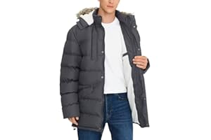 Rejork Men's Long Winter Coats Warm Water Resistant Puffy Hooded Windbreaker Insulated Thicken Jackets with Hood