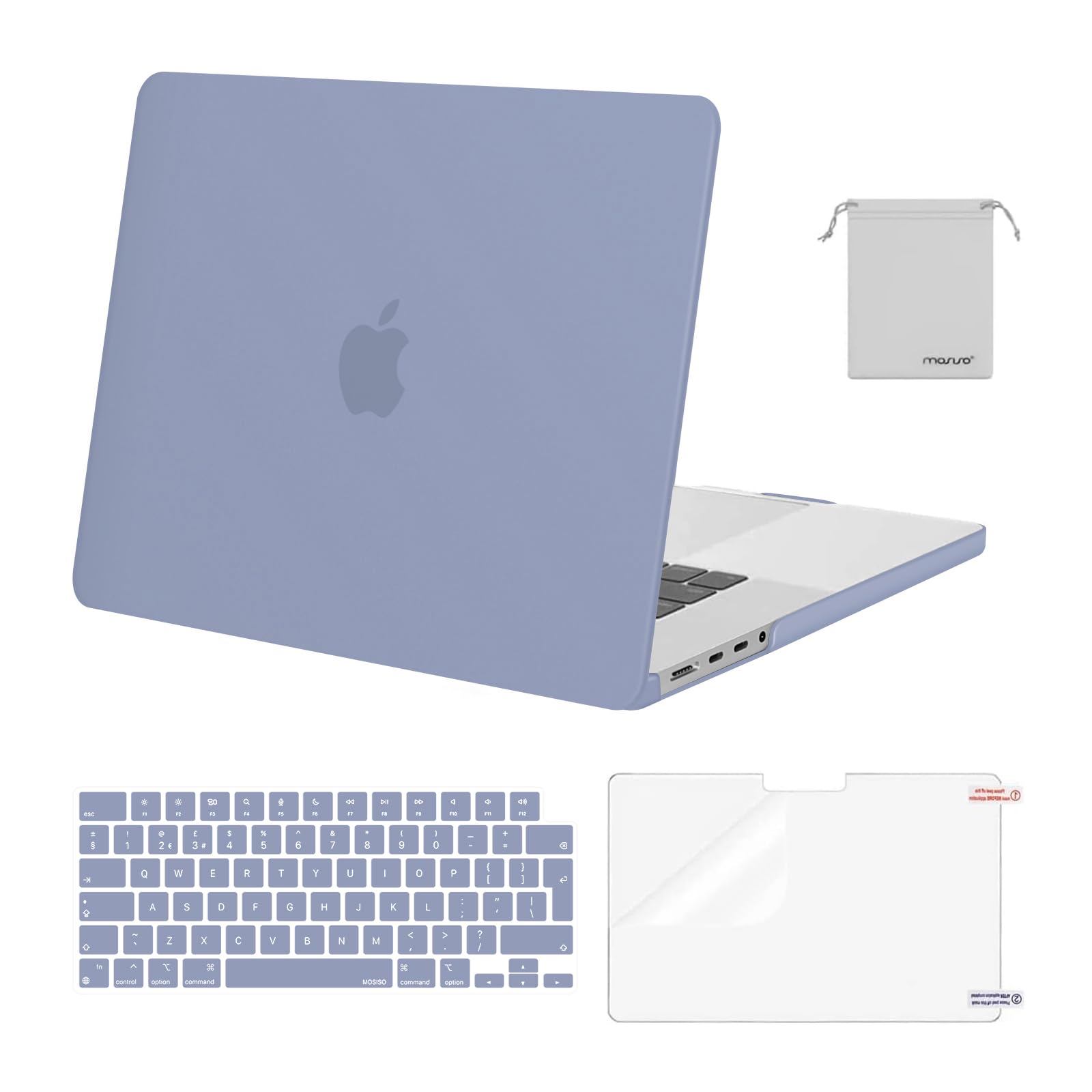 MOSISO Compatible with MacBook Pro 16 inch Case 2026-2021 M5 M4 M3 M2 M1 A3429 A3428 A3403 A3186 A2991 A2780 A2485 Pro Max, Plastic Hard Shell Cover&KeyboardSkin&Screen Protector&Pouch, Lavender Gray