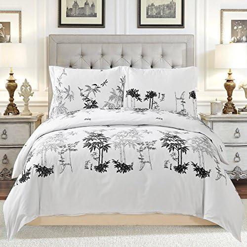 Duvet Cover Set Bedding Set Comforter Cover Quilt Cover Bed Linen 3 Pcs with Pillow Shams Soft Comfy Brushed Velvety Microfiber Bamboo Pattern Premium Bedding Collection (King(90inch x 104inch))