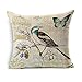WOMHOPE Set of 4 Throw Pillow Covers Bird On The Tree Accent Countryside Decorative Burlap Toss Pillowcases Square Cushion Cases 18 x 18 Inch for Living Room,Couch,Bed (Blue (Set of 4 pcs))