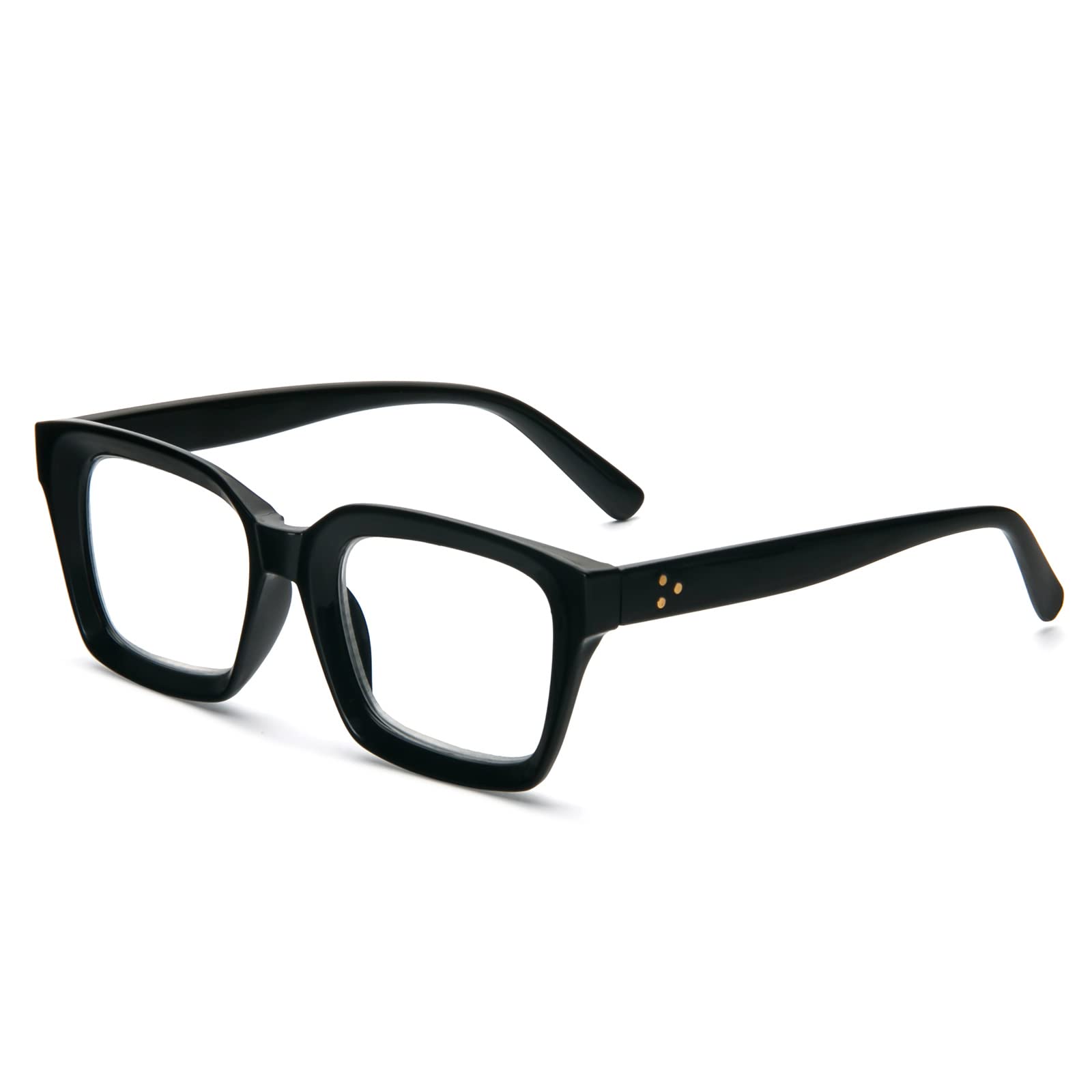 MMOWW Oversized Reading Glasses for Women - Anti Blue Light Glasses with Square Frame (Black, +2.5)