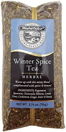 Winter Spice Tea, Market Spice Herbal Loose Leaf Winter Warmer Tea. In a 2.75oz Cellophane Bag