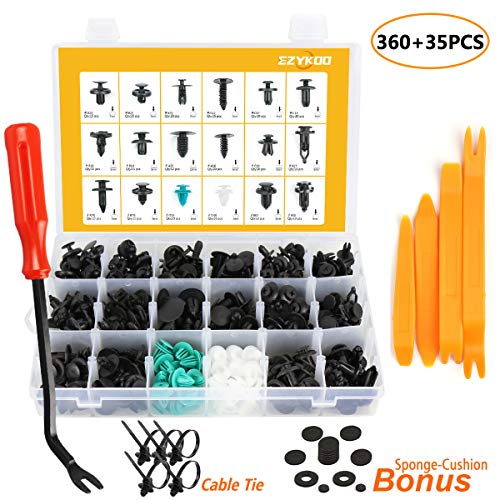 EZYKOO Push Bumper Fastener Rivet Clips with 18 Most Popular Sizes Auto Push Pin Rivets Compatible with Benz, BMW, Toyota, Honda, Subaru, Nissan, Mazda etc