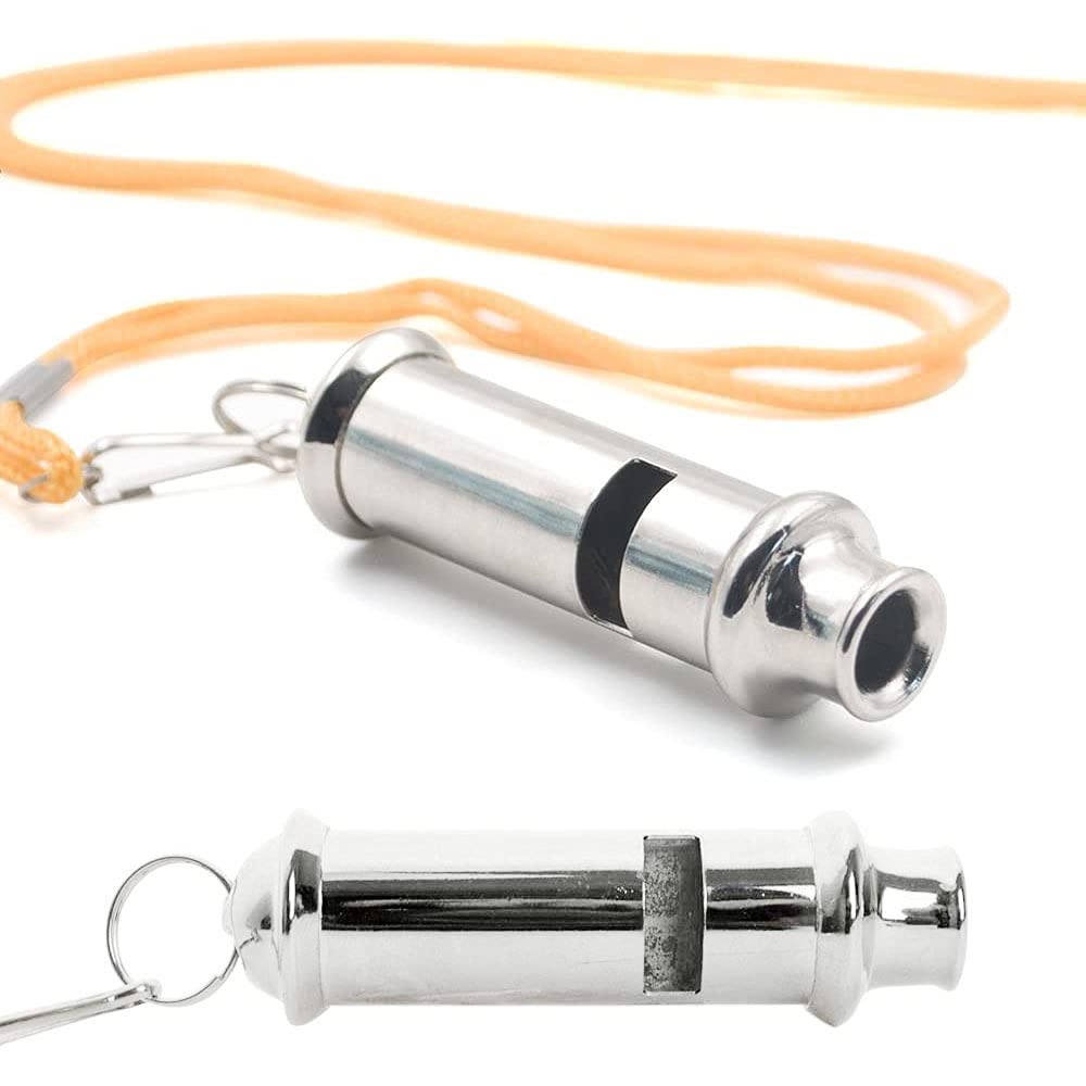 2 Pcs Metal Police Whistle with Lanyard Security Metal Whistle or Referees Coaches Training Teachers Super Loud Emergency Whistle for Hike Climb Camp Outdoor