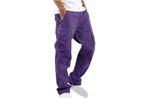 Binmer Men's Casual Cargo Pants Workout Jogger Stretch Sweatpant Plus Size Loose Straight Athletic Trouser with Multi Pocket