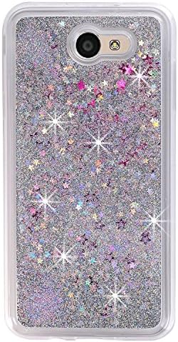 Galaxy J3 2017 Case, J3 2017 Quicksand Star Liquid Case, SUPZY Twinkle Little Stars Moving sand Liquid Shiny Bling Glitter Sparkle Soft TPU Case for Samsung Galaxy J3 2017/J3 Emerge (Silver)