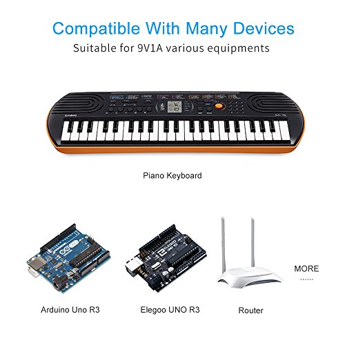 BSSPOWER Versatile 9V Power Supply Adapter Charger Cord for Casio Keyboard Piano AD-5 AD-5MU AD5MU AD-5MLE AD-5GL AD5GL TC1 #1035 ( CTK , CA, MA, HT, LK, CT, Series ) and Arduino Uno R3