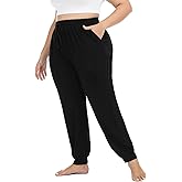 Women's Plus Size Joggers Cotton Sweatpants Casual Lounge Yoga Pants Drawstring with Pockets