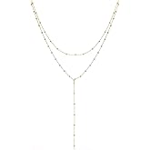 YKYUASD Gold Necklace for Women Layered Gold Pearl Plated Y-Shaped Necklace Trendy Simple Jewelry for Gifts