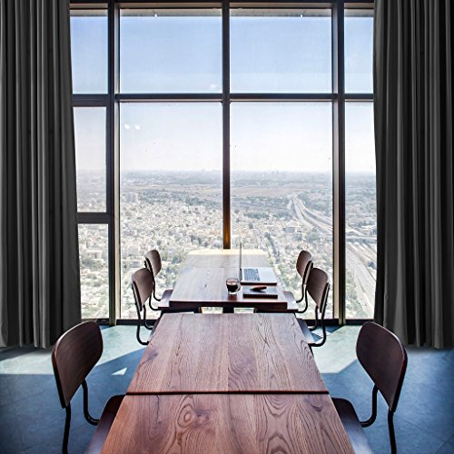 ChadMade Fire Resistant Flame Retardant Thermal Insulated Curtain Drapery Panel Pinch Pleat, Black 52" W x 84" L for Home, Office, Hotel, School, Cinema and Hospital (1 Panel) - Thumbnail 4