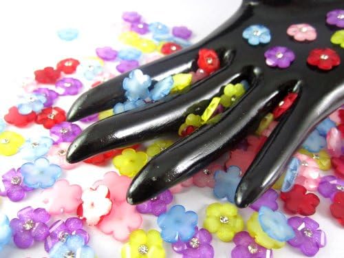 100Pcs Assorted DAISY Resin Flower Loose Flatback - 12mm - with crystals swarovski Rhinestone beads - wholesale Lot supplies scrapbook jewelry crafts - embellishing Scrapbook Card weddings work hair clips headbands hats