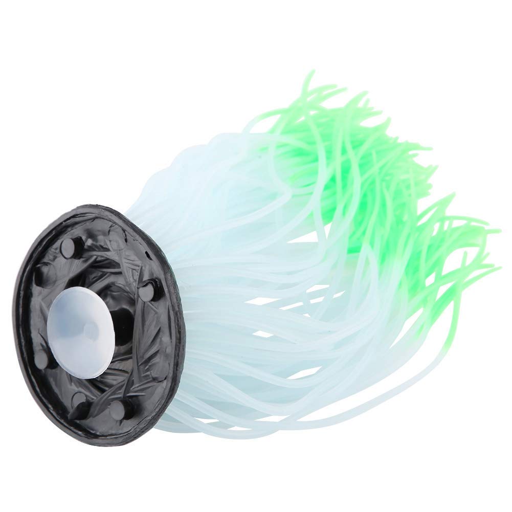 Pssopp Simulation Silicone Luminous Sea Anemone Ornament Artificial Coral Plant Eco-Friendly Simulation Sea Anemone for Aquarium Fish Tank Decoration with Suction Cup(Green)