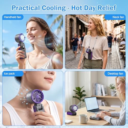 Starvortex Portable Handheld Turbo Fan with Cooling, USB Rechargeable Mini Fan 1-199 Continuous Speed, Handheld Fan 6000mAh, Personal Fan for Travel/Home/Office