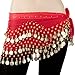BELLYLADY Chiffon Dangling Gold Coins Belly Dance Hip Scarf, Vogue Style RED1