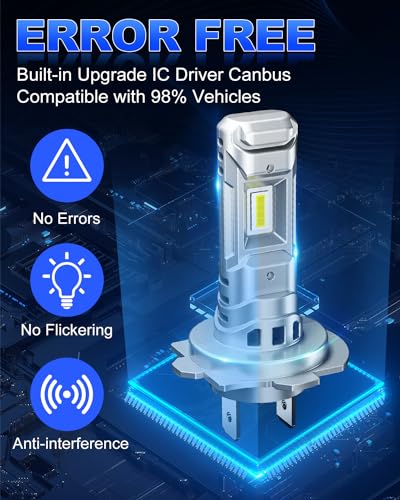 SUPAREE H7 LED Bulb H7 LED Car Canbus H7 LED 6500k White Hi/Lo Beam 12V 80W 24000LM 600% Bright 1:1 Mini Design Plug n Play 2pcs