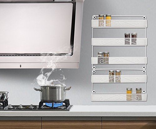 ESYLIFE 2 Tier and 3 Tier Wall Mounted Large Spice Rack Organizer, White - Thumbnail 2