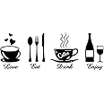 Eat Love Drink Enjoy Kitchen Fork Spoon Knife Sign Logo Wall Decals Quotes Letters Stickers Dining Room Restaurant Living Room DIY Home Removable Decals