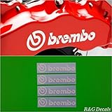 R&G Brembo HIGH TEMP Brake Caliper Sticker Set of 4 Decals (White)