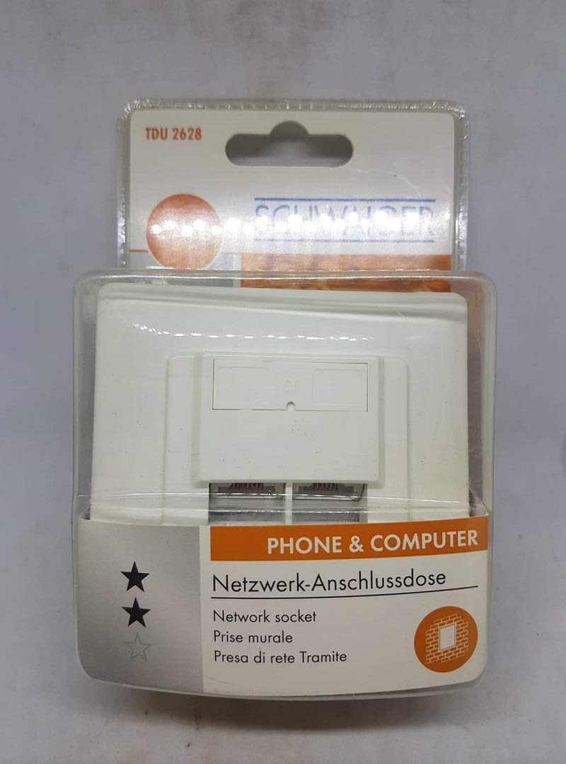 Schwaiger Cat.6 Junction Box 2x RJ45 Flush-Mounted Harness