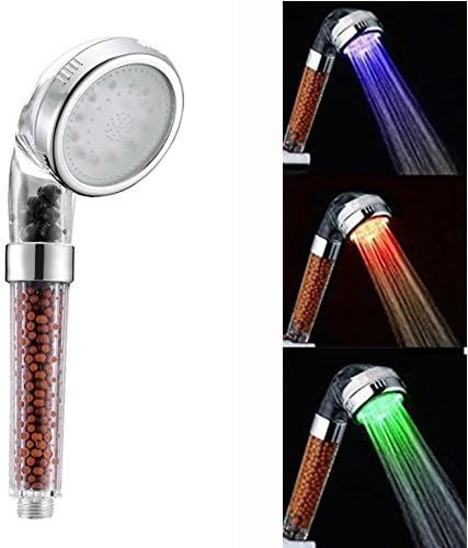 3-Color Lights Adjustable Temperature Shower Head, Long Lasting LED Light, Smartest Temperature Sensor, Built In Water Filter With High Pressure Water