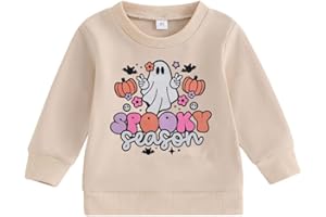 DUTUT Toddler Baby Halloween Sweatshirts Spooky Season Sweatshirt Ghost Face Crewneck Long Sleeve Shirt Cute Pullover Top