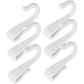 TOPPERFUN 6Pcs Hooks for Kitchen Plastic Cart Hooks for Hanging Baskets Clothes and More Space Saving Storage White for Organizing Utility Items