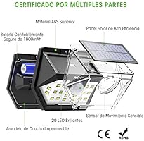 Mpow Luz Solar de Exterior, Lámpara Solar 20 LED, 270º Gran ...