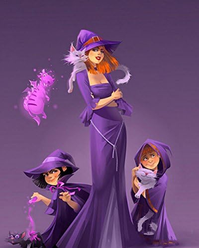 Witch Diamond Painting 5D DIY Full Drill Resin Embroidery Three Witch Picture By Number Kits Cross-Stitch Diamond Mosaic Sticker Wall Canvas Room Decoration , circular diamond , 80*100 cm