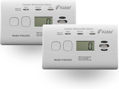 Kidde 10LLDCO Carbon Monoxide Detector Digital Display 2 Pack Ten Year Battery