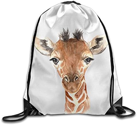Animal Watercolor Prints Giraffe Packable Print Drawstring Bags Travel Backpack Gym Bags For Gift