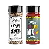 Everything Bagel Seasoning Blend (2-Pack) Bundle, Chili Lime Spice Mix & Bagel Sesame Seasoning Blend in 4.8oz Spice Shaker Bottles, Tasty Bagel Allspice & Mexican Spices Seasoning Shakers for Cooking