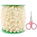 Swpeet 200 Feet Ivory Pearl Strands with Scissors, Large Pearls Faux Crystal Beads Pearl String Garland by The Roll Perfect for Wedding Party/Decoration/Party Supplies