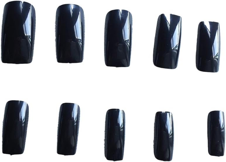 GUGULUZA 500 Pcs Full False Nail Fashion Design Nail Art Tips(Black)