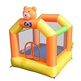 Costzon Inflatable Bounce House, Castle Jumper Slide Mesh Walls, Kids Party Jump Bouncer House w/Net, Carry Bag Without Blower (Cutty Bear Themed)