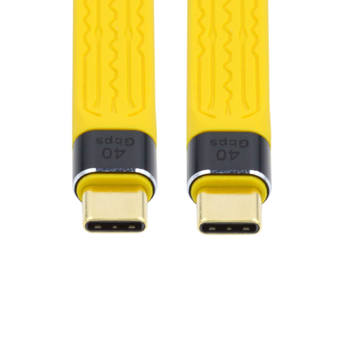 CY USB C to USB C Cable,USB4 Type C Male to Male 40Gbps 100W 8K Flat Slim FPC Data Cable for Laptop & Phone 13cm Yellow — image 1