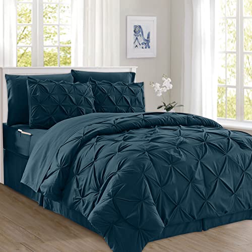 Elegant Comfort 8-Piece Pinch Pleated Comforter Set - All Season Complete Bed i…