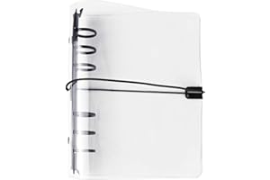 AxeWoodz Clear A6 Binder Cover with Bandage Thick PVC Black 6 Ring Binder Cover Refillable Planner Binder Soft Notebook Shell Loose Leaf Folders