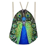 Buybai Gym Sack Bag Teens Cool Peacock 3D Print Trip Sport Drawstring Backpack
