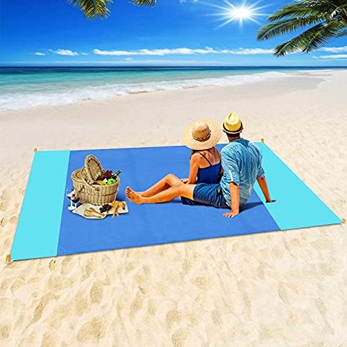 OUGEP Beach Blanket Sandproof, Large Picnic Blanket Waterproof 200 x 210cm for 3-7 Adults, Camping, Hiking