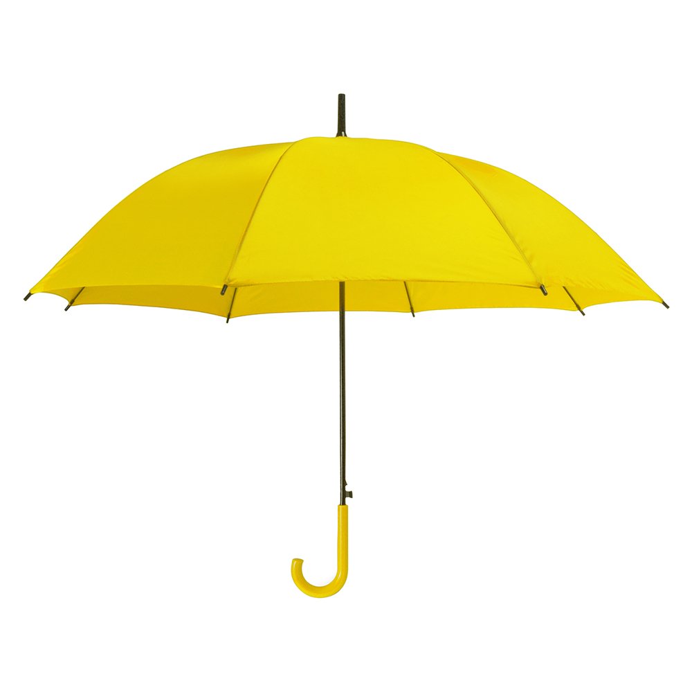 eBuyGB Pack of 4 Automatic Opening Plastic Crook Curved Handle Wedding Umbrella Coloured Rainproof for Men, Women, Kids, Unisex, Bridal Brolly - Yellow 41.5 Inch / 105cm Span 82cm Length