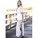 Wicky LS Women's Sexy Short Sleeve Long Dress Low V-Neck Lace Romper