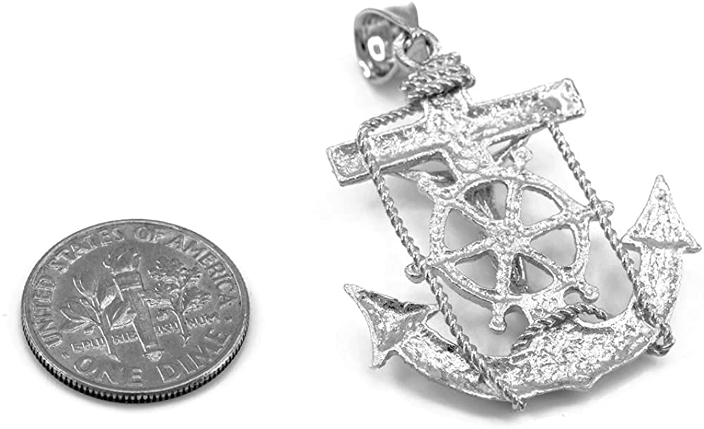 Claddagh Gold Men's Fine Jewelry .925 Sterling Silver Mariner Crucifix Anchor Cross Pendant Charm