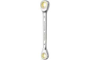 HARFINGTON Double Box End Ratcheting Wrench 8mm x 10mm Metric 72 Tooth Ratchet Gear Spanner Tools CR-V Black Nickel Plating D
