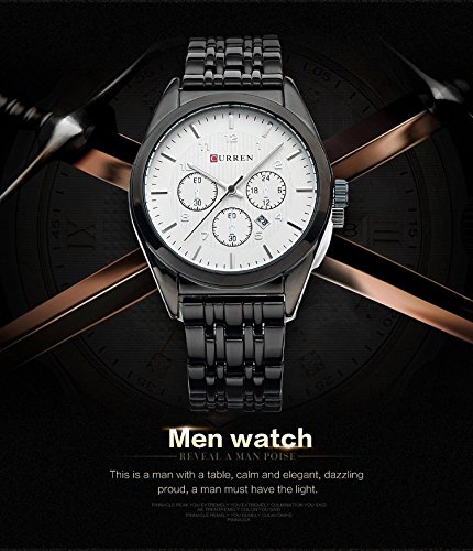 CURREN Marca 3ATM Relojes Deportivos a Prueba de Agua Hombres Calendario de Acero Completo analógico Reloj de Cuarzo Vestido Casual Reloj de Pulsera - Imagen 6