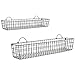 MyGift Country Rustic Wall Mounted Metal Wire Storage Basket Display Floating Shelves, 30 and 23-Inch Narrow Hanging Baskets, Set of 2