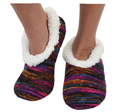 Womens Artisan Yarn Sherpa Snoozies Slipper Socks - Fuschsia, Extra-Large