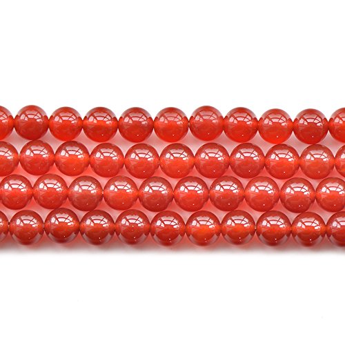 CarpenterC Gorgeous Natural Round Smooth Red Agate Gemstone Loose Beads For Jewelry Making DIY Handmade Craft, 1 Approxi 15.5 inch Strand per Bag